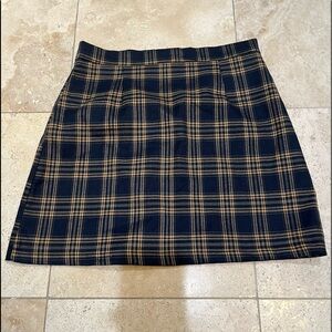 navy yellow plaid skirt